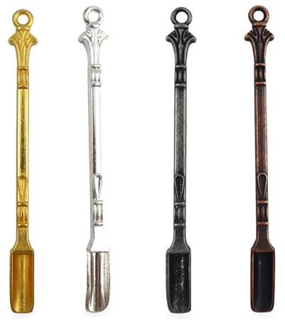 BOBOZHONG Mini Cuchara de Tabaco,4 PCS Pala y Cuchara de Metal Mini Cuchara de Cola Cuchara de Especias Cuchara de Medicina Metálica Cuchara de Sal Pequeña Cucharas de Especias para Sal,Vainilla