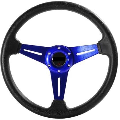 350 mm Sportlenkrad Aluminium + PU Drift Simulation Rennspiel Lenkrad Universal (blau)