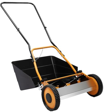 LIAPDG Tosaerba con ruote, 2 in 1, tosaerba manuale con mulinello da 40,6 cm, tosaerba portatile con 2 ruote regolabili in altezza per case, cortili, paesaggistica del parco con scatola