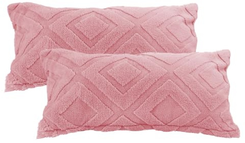 KEAYOO Plüsch Kissenbezug 40x80cm mit Flauschig Teddy Fleece Extra Warm für Winter Kissenbezug (Rosa, 40x80)