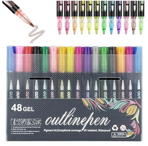 Rotuladores Lightstick de Graffiti Fluorescentes para Colorear, Rotulador Lightstick de Graffiti para Colorear, Rotulador Lightstick de Graffiti de 36 Colores con Contorno, Rotuladores Marcadores de