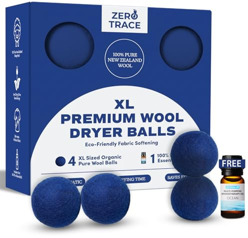 Zero Trace Wool Dryer Balls - Dryer Balls Laundry Reusable - Eliminate Wrinkles Static & Lint - Cruelty Free & Non-Toxic - Laundry Balls for Dryer Fabric Softener Ball