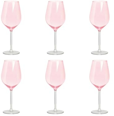 Excelsa Lot de 6 verres à vin en verre rose, 50 cl