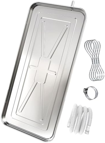 DECAKE Bac de récupération d'eau pour climatiseur avec Drain 1-5P, bac de récupération d'eau pour climatiseur extérieur en Acier Inoxydable pour systèmes de Pompe à Chaleur Split (90 x 45