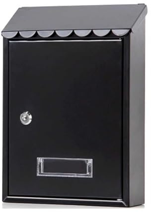 Cassetta Postale da Parete con Serratura per Esterni, Moderne Cassetta Posta in Acciaio Zincato Grande capacità, 21 x 7 x 30cm(Black)