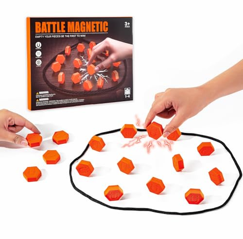 PADFUSE 20-Piece Magnetic Chess Game with Textured Stones & Rope | Strategic Standing Play for Kids & Adults | Family, Party, Travel & Camping Puzzle Strategy Games