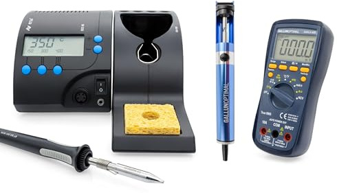 Elektroniskt servicekit: ersa RDS 80 lödstation (80 W, 3 förinställningar, standby/automatisk avstängning) + True RMS digital multimeter CAT III 600 V/CAT II 1000 V + ESD avlödningspump tillverkad av