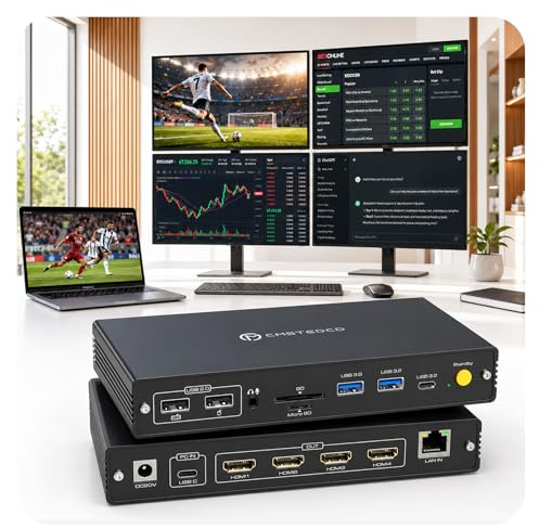 JCYMELE Thunderbolt Docking Station for Macbook Air/Pro M4 | Quad 4K@60Hz Extended Display 15 in 1 USB C Displaylink Dock for Mac Laptops with PD 100W, USB 3.2 10 Gbps