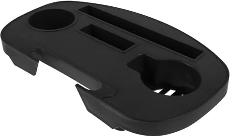 SEWACC Bandeja Portavasos para Silla Plegable Exterior con Clip Soporte para Móvil y Snacks Resistente Intemperie Color Marrón Negro Accesorio para Sillón Reclinable de Jardín