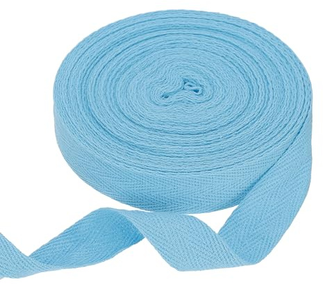 QUARKZMAN Nastro in Cotone A Spina di Pesce 20mm X 10 Metri Rollo di Nastro A Tessitura Obliqua Nastro per Orlatura per DIY Cucito Confezione Regalo Blu Lago
