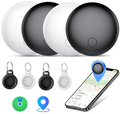Air Tracker Tag-4 Pack, Item Finder Works with Apple Find My App (iOS Only), Luggage Tracker for Keys, Bags, Wallets, Replaceable Batteries,100dB Loud Beep,IP67 Waterproof