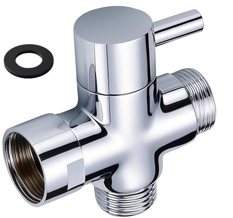 Deviatore per doccia, in ottone massiccio, deviatore per soffione doccia a mano e soffione fisso, diametro 20 mm, 3 vie, sistema doccia universale