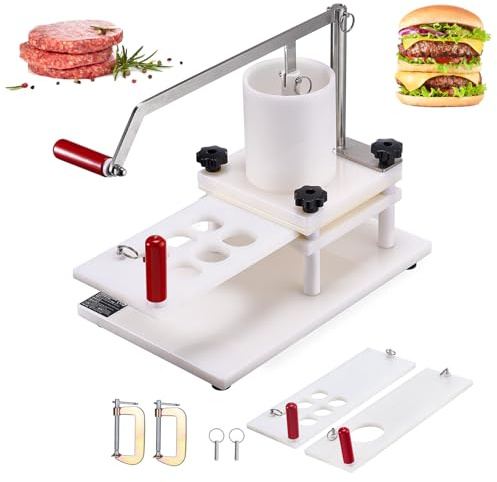Hamburger Patty Maker, pressa manuale per hamburger con tramoggia grande, macchina per formatura antiaderente, include cartine e guanti