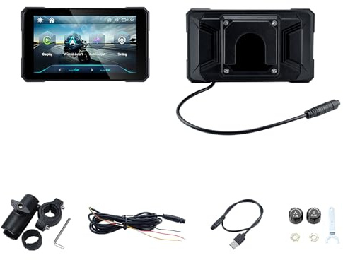 LJLBFB Carplay Moto per Yamaha BWs 50 2006-2016, 5 Pollici Touchscreen Autoradio Portatile per Motorbike con Bluetooth IP67 Impermeabile, B-Tire Pressure Present