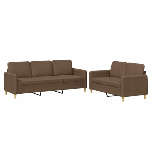 mtlskopl 2-TLG. Sofagarnitur, Couchgarnitur Set für das Wohnzimmer, 2-Sitzer und 3-Sitzer Sofa, Strapazierfähiger Stoff, Stabiles Gestell aus Metall und Sperrholz, Braun