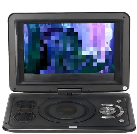 Mobil DVD-spelare, DVD-videospelare Högupplöst 3D Bärbar EWD Mini-TV med stor skärm for engelskainlärning hög upplösning(Black)