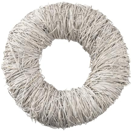 Klocke Dekorationsbedarf Kranz aus Rattan-Spänen geweißt – Naturkranz als Türkranz, Tischkranz & Wanddeko – Dekokranz Rohling zum Basteln & Selbstgestalten (Weiß, ⌀ 35 cm Höhe: 10 cm)