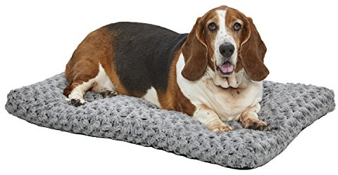 MidWest Homes for Pets Plüsch-Haustierbett QuietTime Deluxe Gray Ombre Swirl in Größe M/L, maschinenwaschbar, rutschfeste Unterseite, weiche Matte für 91 cm große Käfige.