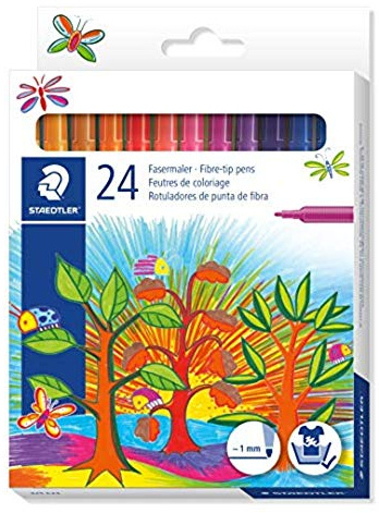 STAEDTLER Noris Club Fasermaler, rund, circa 1,0 mm, Set mit 24 brillanten Farben, 325 C24