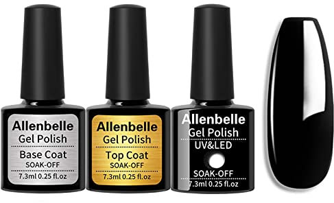 Allenbelle (Top Coat Base Coat +one color) UV Nagellack Soak Off UV Gel Nagellack Nail Art (7.3ml/pc Lot de 3) 1348