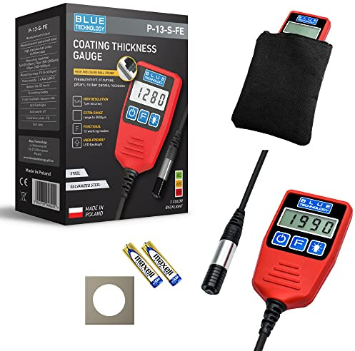 BLUE Technology Professional Schichtdickenmessgerät Lackdickenmessgerät Kugelsonde P-13-S-FE | Stahl Coating Thickness Gauge | Lacktester für Auto | Hergestellt in EU
