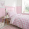 Bianca Parure de lit Simple réversible en Coton à Carreaux et Rayures avec taie d'oreiller Rose