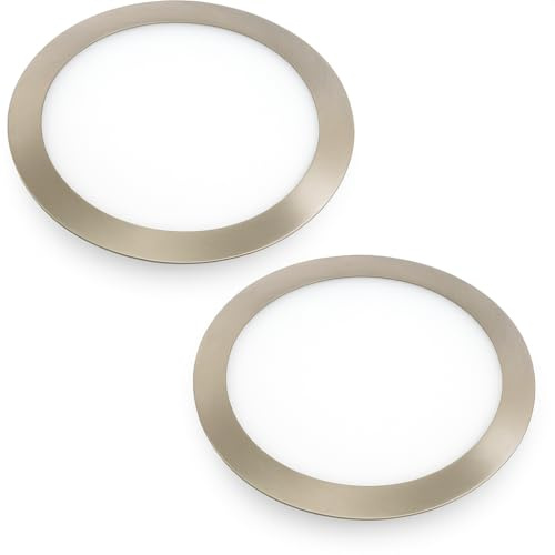 Jandei - 2x Downlight LED 18W Redondo, Plano Empotrable, 1440 Lum, Interior IP20 con Marco Acabado Acero, Hueco de Corte 200mm Transformador Incluido (Blanco Neutro 4200k)
