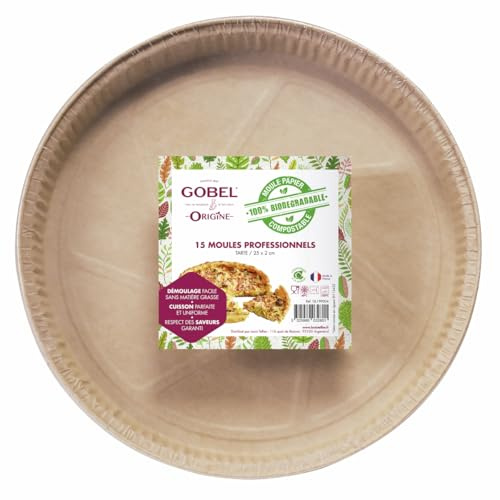 Gobel - Confezione da 15 stampi professionali per torte - Stampi usa e getta in carta naturale 100% biodegradabile - Compostabili dopo l'uso - adatti al forno, frigorifero, congelatore