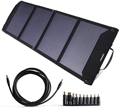 Tenergy Chargeur de panneau solaire pliable de 60 W pour alimentation de camping, chargeurs d'alimentation portables et blocs d'alimentation, sorties comprenant CC, USB-C et 2 ports USB-A