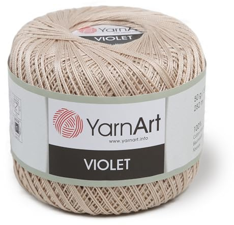 1 Skein GarnArt Violett, 100 % merceriserat bomullsgarn trådar virkad spets handstickning garn broderi konst hantverk (beige 4660)