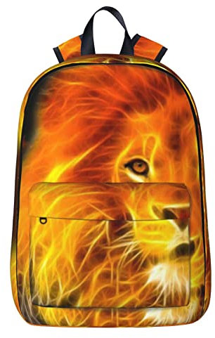 NYHGOXM Löwen-Linie-Kunstdruck-Rucksack, wasserabweisend, Laptop-Rucksack, Schulanfang und Schule, Schwarz , One size