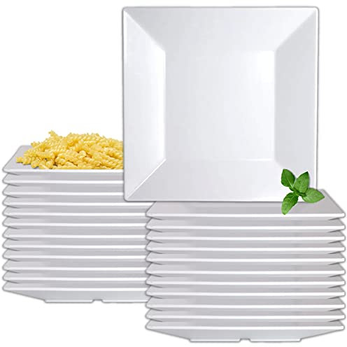 Steelite Creations Melamine Salad Plates, Heavy Duty Break Resistant Commercial Foodservice Restaurant Grade, Polar White 8 Square, Tapered Slanted Classic Contemporary Indoor Outdoor Use, Set of 24