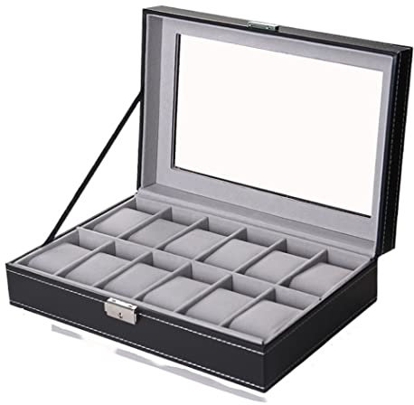 Uhrenbox Uhrenschatulle Uhrenhalter Uhrenetui 12 Grids Uhrenbox Uhrendisplay Aufbewahrungsbox Schmuckkollektion Etui Halter Für Uhrendisplay Uhrenkoffer Uhrenrolle ( Blue : Blue , Size : 30*20*8cm )