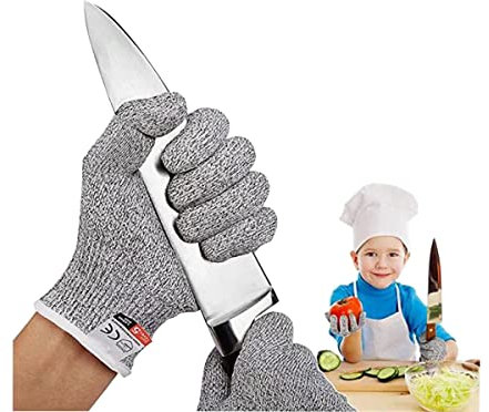 ACMEDE 2 paires gant anti coupure pour enfants Sécurité Niveau 5 Protection, Confort Gants de travail extensibles pour cuisine huitre Viande Couper et éplucher Sculpture Jardinage