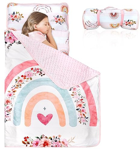 Pea Pod Tapis de Sieste pour Enfant avec Oreiller Amovible et Couverture minky Douce à Pois