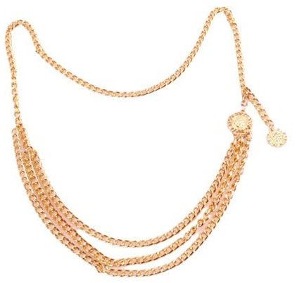 INGJIA Taillenkette für Damen Gold Metall Kettengürtel Mehrschichtig Verstellbarer Körperkette Vintage Damen Mädchen Kleid Jeans Taillenkette