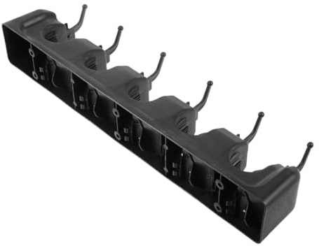 Angoily Convenient Mop Holder Slots and Hooks Black Wall-mounted Storage Rack for Bathroom Organization and Cleaning Tools Easy Installation Space-saving Design