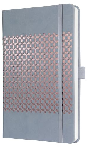 SIGEL J5209 Wochenkalender 2025 A5, Jolie, hellgrau, Hardcover mit samtig-weicher Oberfläche, Gummiband, Stiftschlaufe, Einstecktasche, 174 S., vegan, Buchkalender, Terminplaner