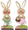 DAHI Décoration de Lapin de Pâques en Bois - Statue Lapin de Paques - Décoration Pâques à Poser (A-2 pièces)