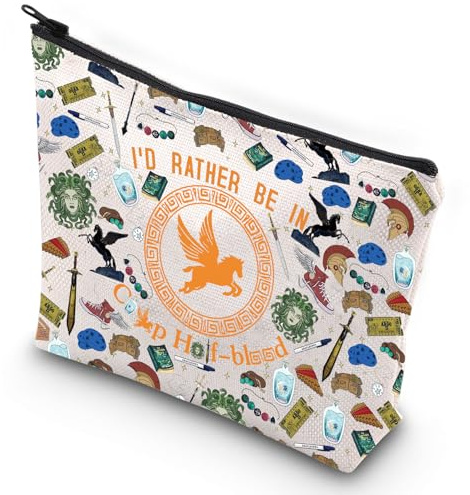 G2TUP Orange Horse Inspired Makeup Bag Book Lover Cosmetic Bag I'd Rather Be In Makeup Bag Horse Merch (Rather in Camp N)