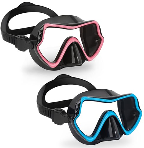 ITOWE 2 Pack Swim Goggles for Kids 6-14 8-12 8-14 with Nose Cover Anti-Fog No Leak Swimming Mask Wide View Pool Glasses Tempered Glass for Youth Toddler Girls Boys