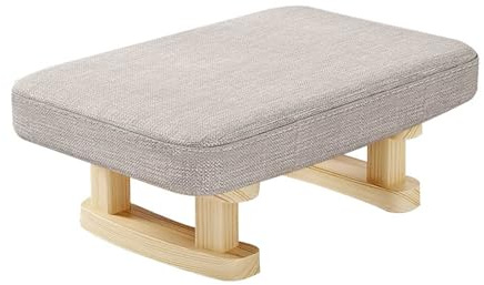 Fußhocker Rechteckiger, 41 x 30 x 18cm Sitzhocker, Holzfußhocker, Kleiner Gepolsterte Hocker, Abnehmbarer Sitzkissenbezug, Schuhwechselbank für Wohnzimmer, Schlafzimmer, Kinderzimmer (Beige)