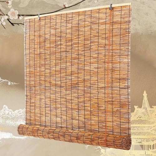 Outdoor Roller Blinds,Bamboo Blinds for Windows,Conservatory Roof Blinds,Bamboo Screen for Bathroom,Waterproof Blind,Carbonization Natural Reed Curtains,Hand-Woven Roll Up Shades,for Garden/Balcony(Si