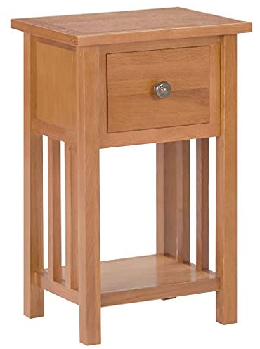SDWEHO7 Beistelltisch Holz mit Zeitungsständer, Nachttisch mit Schublade 35x27x55 cm Couchtisch klein Tisch für Schlafzimmer Wohnzimmer, Braun
