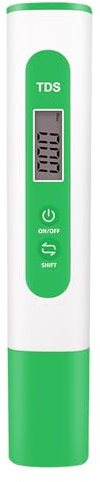 Jinpojun Tester di qualità dell'Acqua TDS, 0-9990 PPM, Digitale Misuratore TDS per Acquari, Piscine, Acqua, Laboratorio, Idroponica Piscina, Auto Calibrazione per Acqua Potabile(Verde)