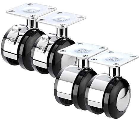 SZITW 4 x 50 mm Lenkrollen für Möbel, bewegliche Rollen mit Bremse, robuste Lenkräder aus Nylon, Stütze aus Legierung, bis zu 75 kg, für Möbel/Couchtische/Blumenständer/Kinderbetten (Couchtische/B
