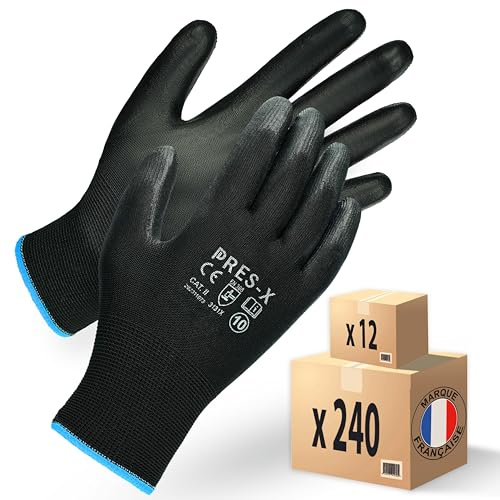 MK-Glove Gant de Travail Homme en Polyuréthane (60 Paires) Taille 10-L | Gants Mecanique & Bricolage, Ajustés Respirant Gant, Gants Manutention pour des Tâches Précises