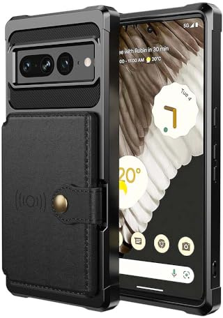 XYZNTMF Étui de téléphone à rabat pour Google Pixel 7 Pro avec porte-cartes - Antichoc - En cuir synthétique - Fermoir magnétique - Support de voiture - Noir