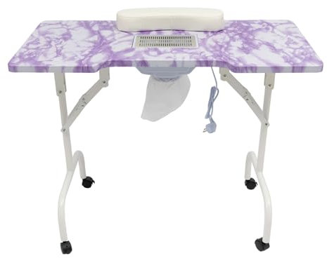 NeNchengLi 90 * 40 * 72cm Nageltisch mit Klappfunktion Maniküre Schreibtisch für beide Salon und zu Hause mit Staubkollektor Fan (Violett)