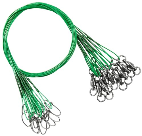 AMYSPORTS Saltwater Steel Fishing Leader Wire Stainless Swivel Fishing Leader Freshwater High Strength Wire Leader Lure Black Nickel #2 50lb 11.8in 20pcs